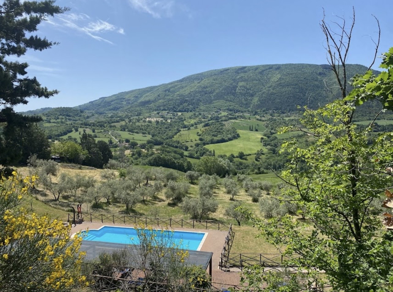 Pool and hillside views at Villamena
